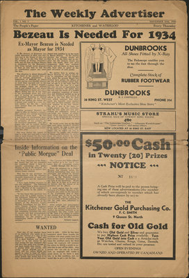 The Weekly Advertiser - Vol. 1, no. 7, 16 November 1933