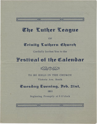 Programme for the Festival of the Calender, February 21, 1911