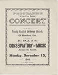 Programme of the first annual concert of the Trinity English Church of Hamilton, Ont. to be given in the Hall of the Conservatory of Music, James St. South, on Monday, November 15, 1909