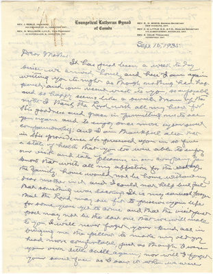 Letter from C. H. Little to Candace Little, September 15, 1935