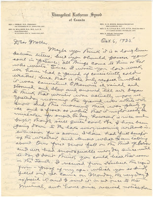 Letter from C. H. Little to Candace Little, October 6, 1935