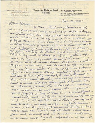 Letter from C. H. Little to Candace Little, October 13, 1935