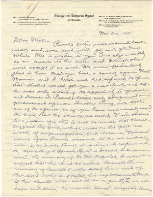 Letter from C. H. Little to Candace Little, November 24, 1935