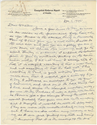 Letter from C. H. Little to Candace Little, December 1, 1935