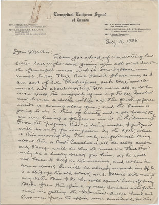 Letter from C. H. Little to Candace Little, February 16, 1936