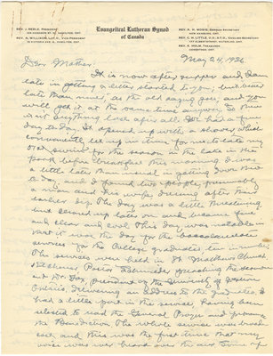 Letter from C. H. Little to Candace Little, May 24, 1936