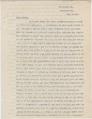 Letter from C. H. Little to Candace Little, July 9, 1939