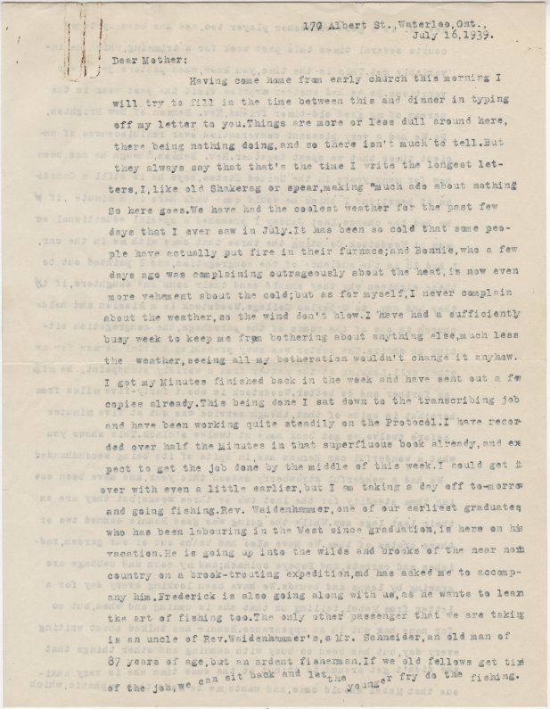 Letter from C. H. Little to Candace Little, July 16, 1939