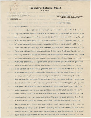 Letter from C. H. Little to Candace Little, July 23, 1939