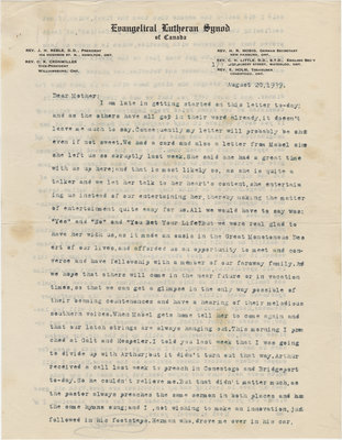 Letter from C. H. Little to Candace Little, August 20, 1939