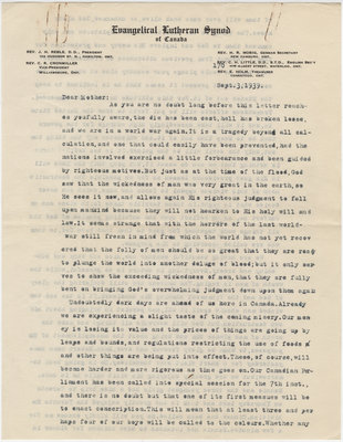 Letter from C. H. Little to Candace Little, September 3, 1939