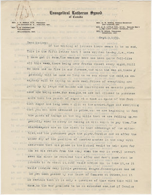 Letter from C. H. Little to Candace Little, September 9, 1939