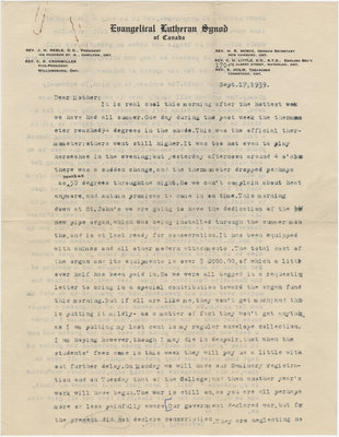 Letter from C. H. Little to Candace Little, September 17, 1939