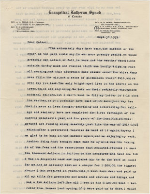 Letter from C. H. Little to Candace Little, September 30, 1939