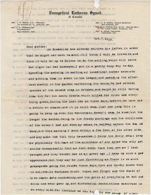 Letter from C. H. Little to Candace Little, October 7, 1939