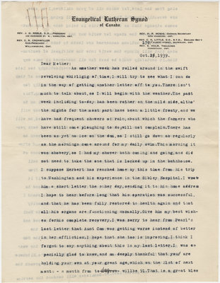 Letter from C. H. Little to Candace Little, October 21, 1939