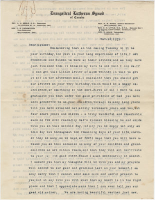 Letter from C. H. Little to Candace Little, November 18, 1939