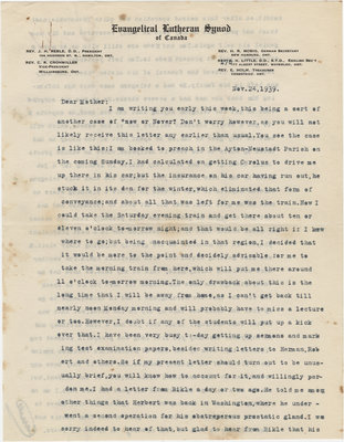 Letter from C. H. Little to Candace Little, November 24, 1939