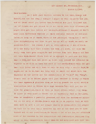 Letter from C. H. Little to Candace Little, March 9, 1940