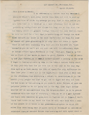 Letter from C. H. Little to Candace Little, April 20, 1940