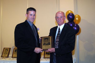 Mark McCreary and Wayne Gowing at 2003 Golden Hawk Hall of Fame induction ceremoney