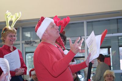 Michael Moore at seasonal lunch, 2001