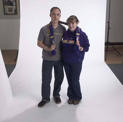 Students wearing Laurier attire, 2002