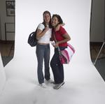 Two female students posing together Laurier Brantford, 2002