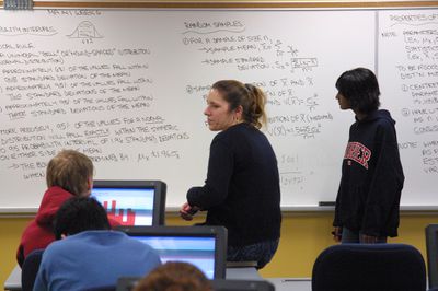 Students in math class, 2004