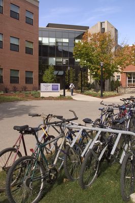 Bike rack in front of Schlegel Centre, fall 2004