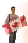 Student holding Canadian flag, 2003