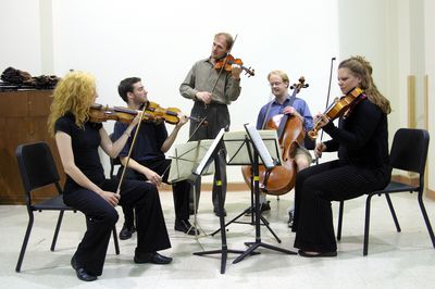 Students in music class, 2004