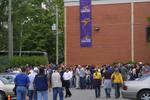 Fans walking into University Stadium for homecoming football game, 2004