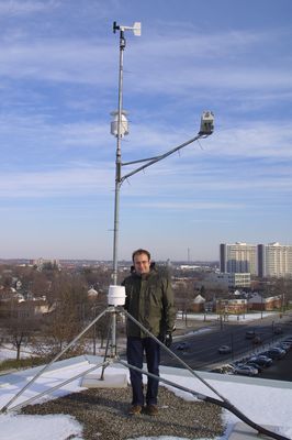 Richard Petrone with weather instrument, 2003