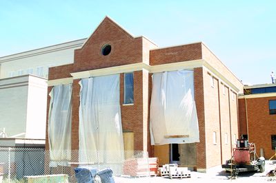 Exterior of dining hall construction, 2002