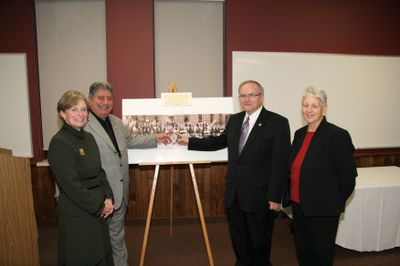 Karen Redman, Shawky Fahel, Robert Rosehart and Lesley Cooper at Faculty of Social Work Kitchener anniversary, 2006