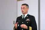 Lt.-Col. Pat Stogran giving guest lecture, 2002