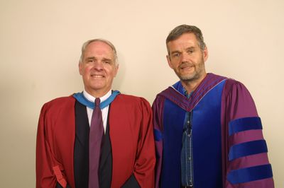 Rowland Smith and Leo Groarke at Laurier Brantford spring convocation, 2004