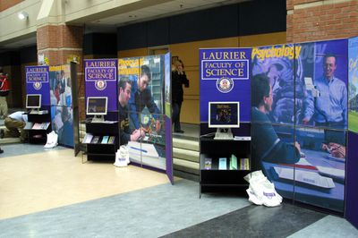 Faculty of Science booths at Wilfrid Laurier University spring open house, 2003