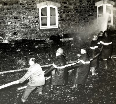 Fire fighters at St. John's Lutheran Church, Waterloo, Ontario