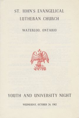 Youth and University Night : St. John's Lutheran Church, October 24, 1962