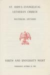 Youth and University Night : St. John's Lutheran Church, October 24, 1962