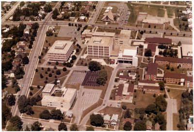 Aerial view of Waterloo Lutheran University, 1972