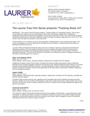 001-2017 : The Laurier Free Film Series presents “Tracking Shots #3”