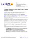 094-2017 : Laurier-led symposium to discuss women’s roles in regional innovation ecosystems