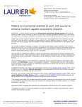 120-2017 : Federal environmental scientist to work with Laurier to enhance northern aquatic ecosystems research