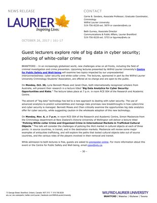 161-2017 : Guest lecturers explore role of big data in cyber security; policing of white-collar crime