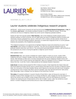 176-2017 : Laurier students celebrate Indigenous research projects