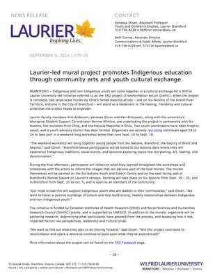 179-2016 : Laurier-led mural project promotes Indigenous education through community arts and youth cultural exchange