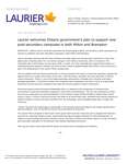 226-2016 : Laurier welcomes Ontario government’s plan to support new post-secondary campuses in both Milton and Brampton